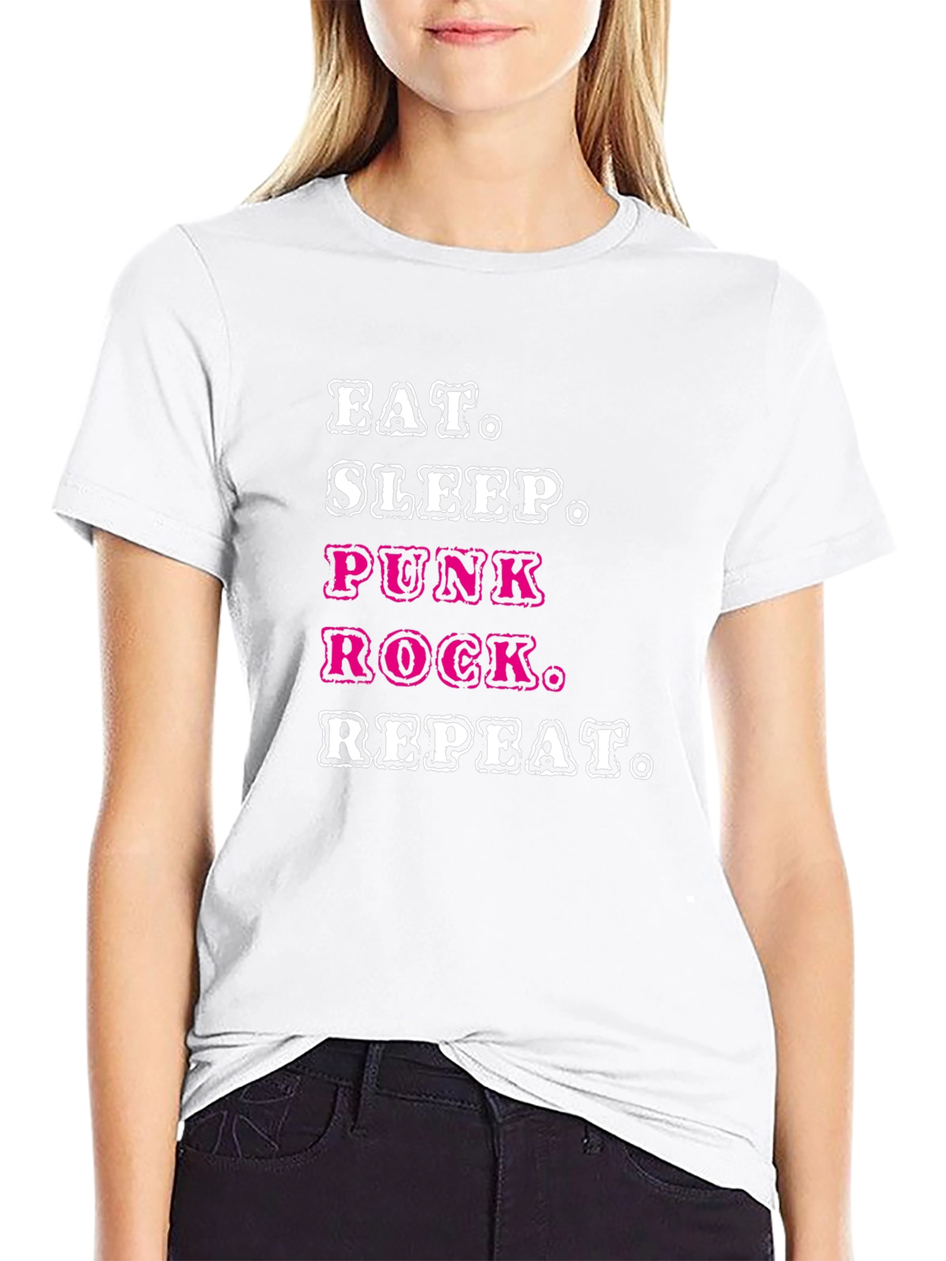 Eat Sleep Punk Rock Repeat Graphic Tee - Black