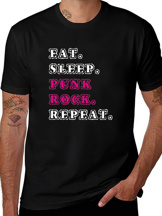 Eat Sleep Punk Rock Repeat Graphic Tee - Black