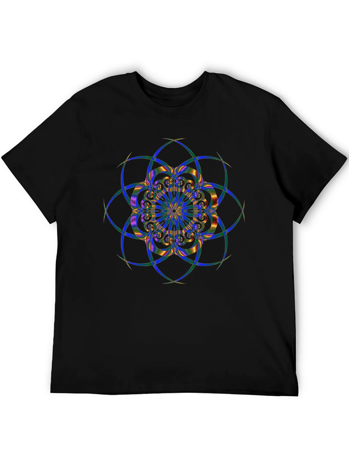 Geometric Mandala Design Black T-Shirt