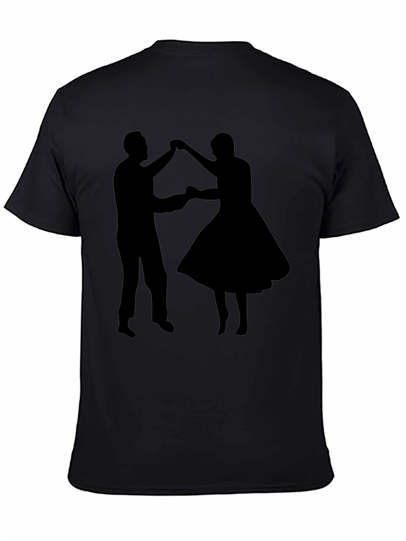 Dancing Couple Graphic Tee - Retro Style Black T-Shirt