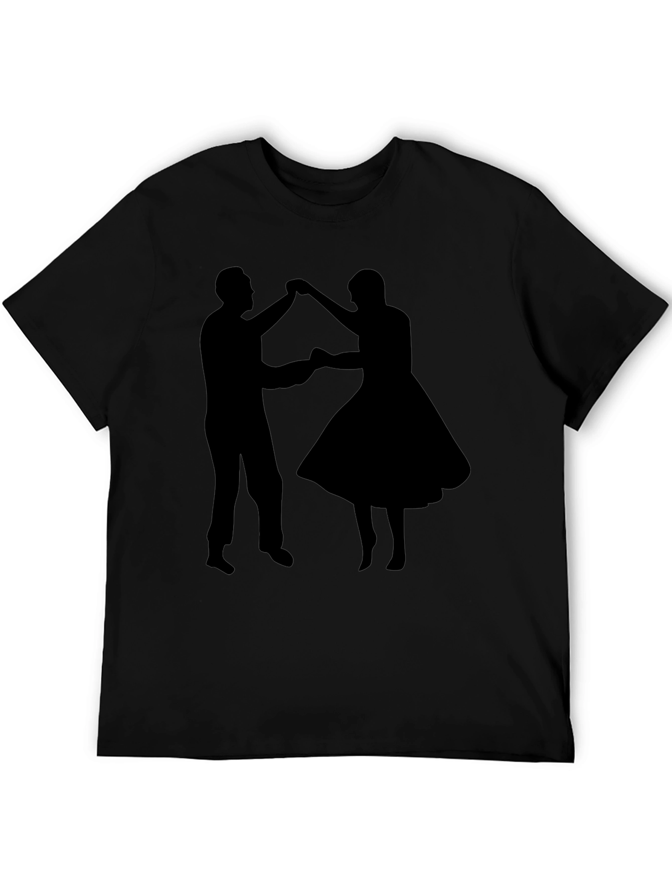 Dancing Couple Graphic Tee - Retro Style Black T-Shirt
