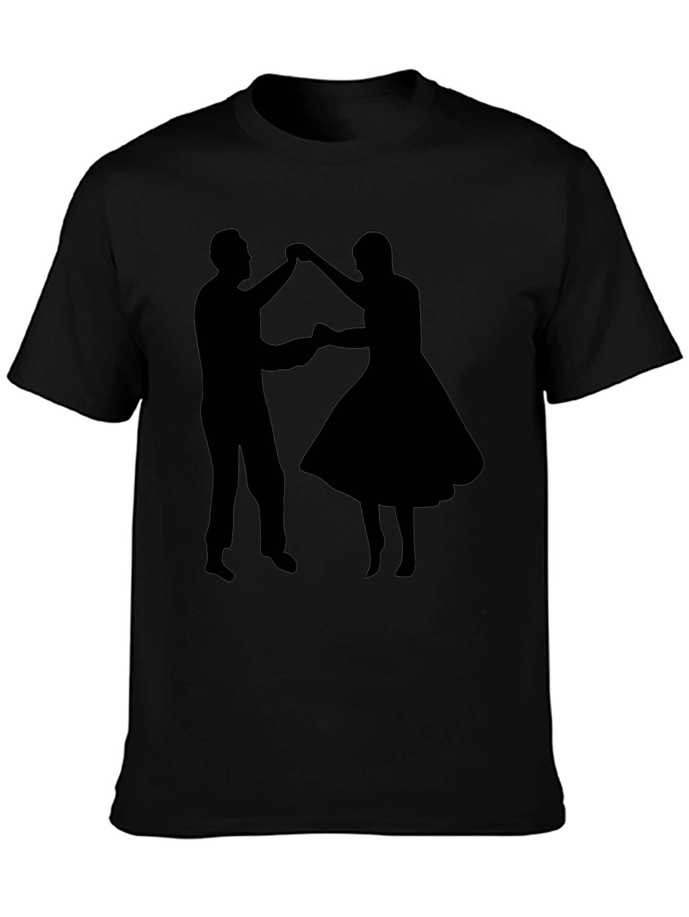 Dancing Couple Graphic Tee - Retro Style Black T-Shirt