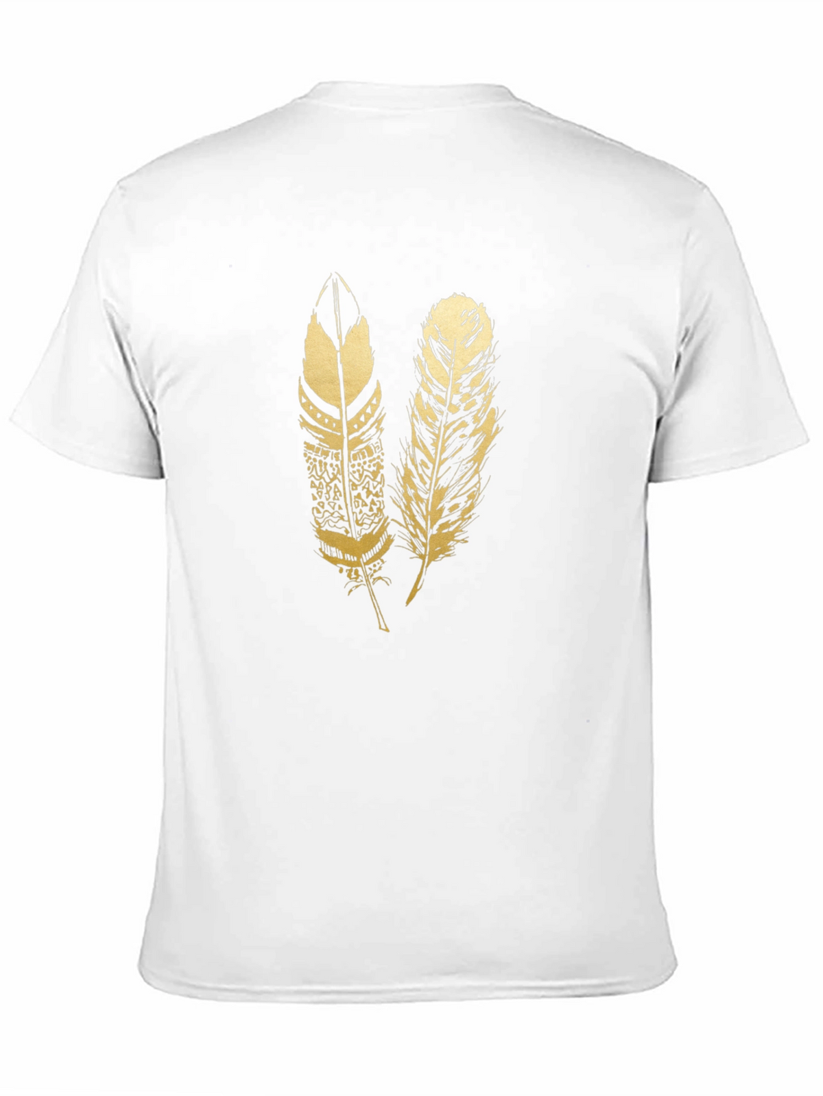 Mens Black Feather Print T-Shirt