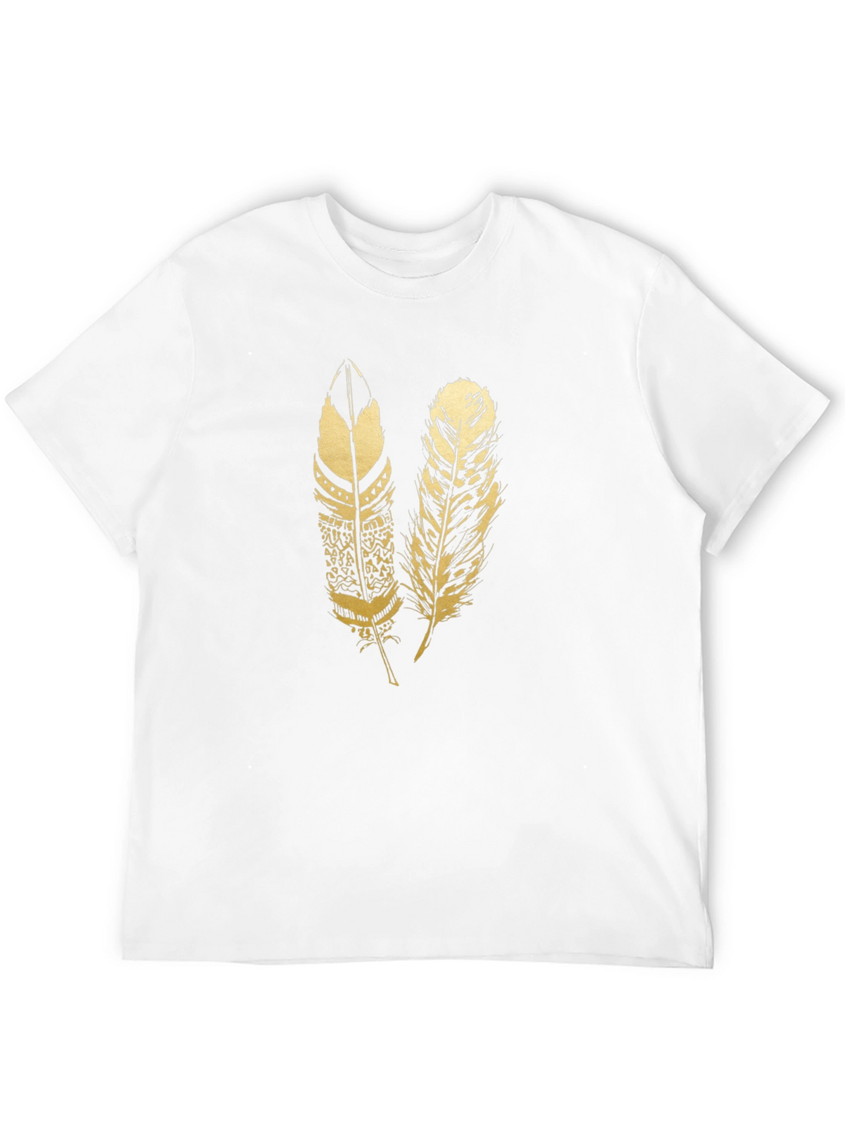 Mens Black Feather Print T-Shirt