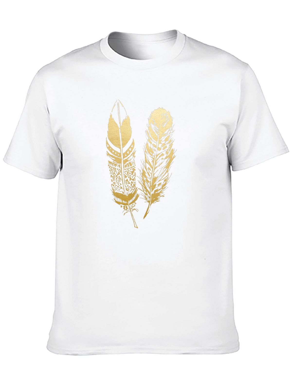 Mens Black Feather Print T-Shirt