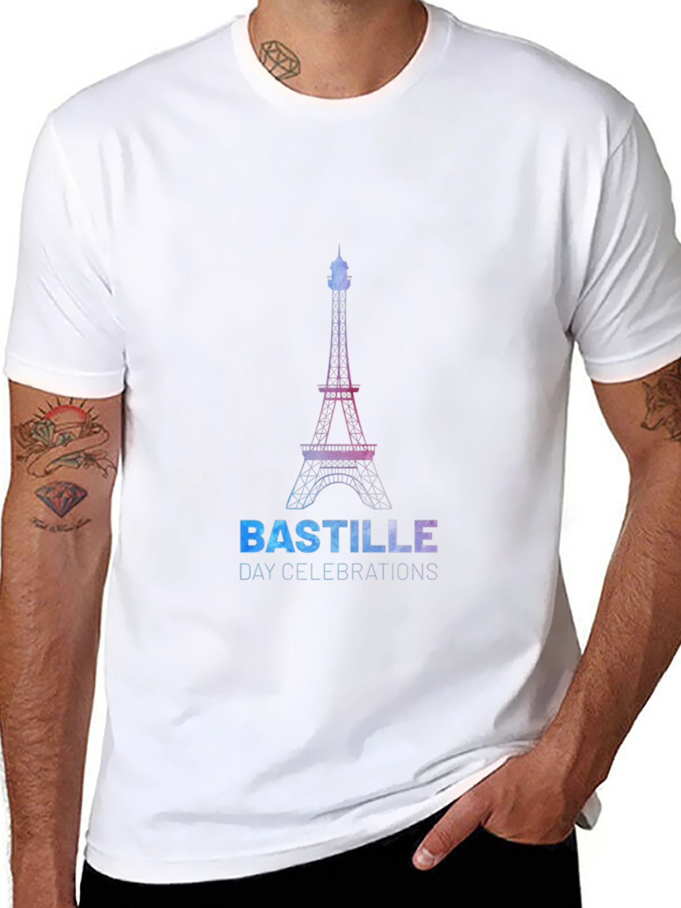 Bastille Day Eiffel Tower Graphic Tee - Black