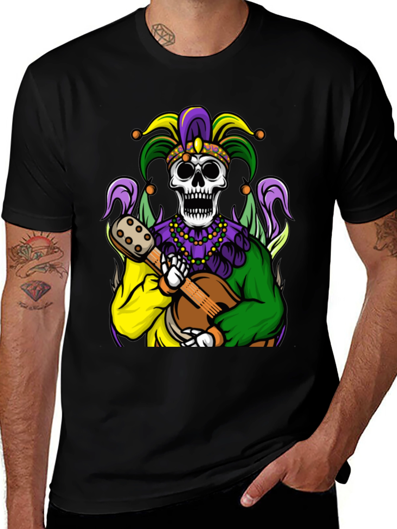 Mardi Gras Jester Skull Graphic Tee