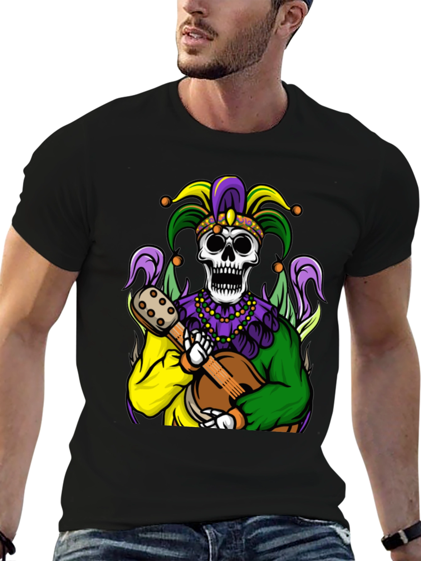 Mardi Gras Jester Skull Graphic Tee