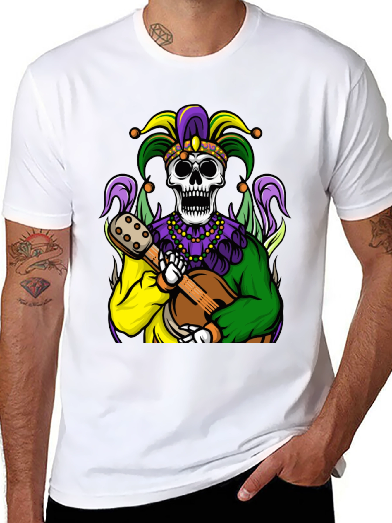 Mardi Gras Jester Skull Graphic Tee