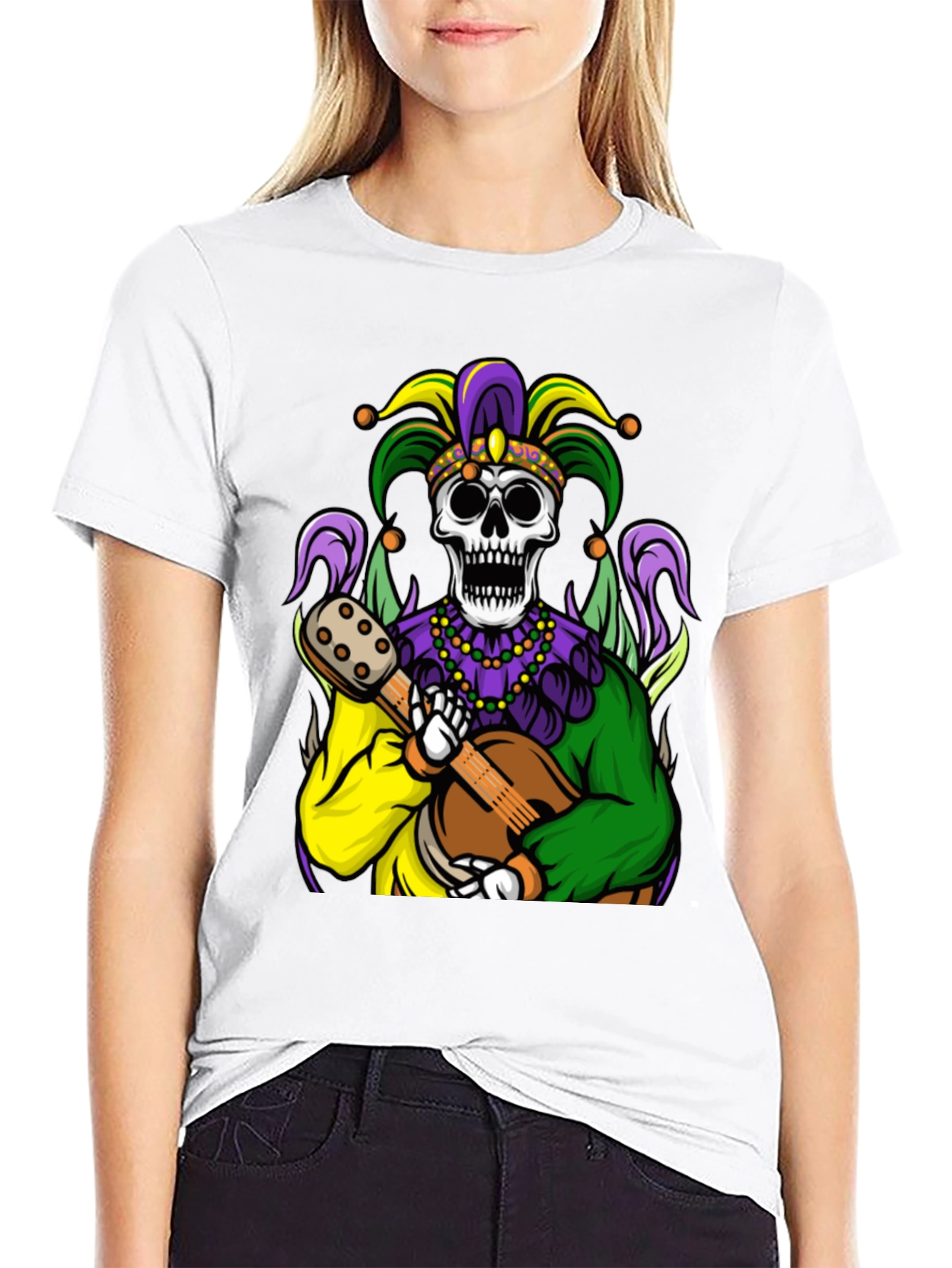 Mardi Gras Jester Skull Graphic Tee