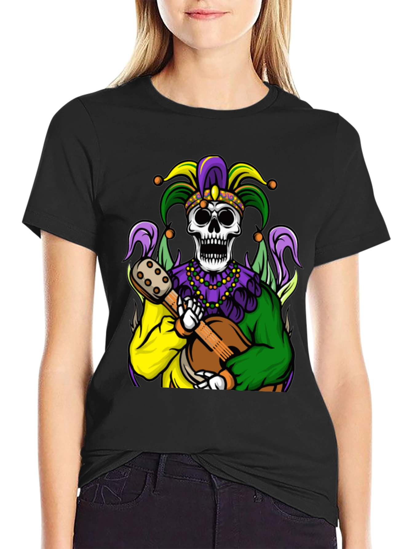 Mardi Gras Jester Skull Graphic Tee