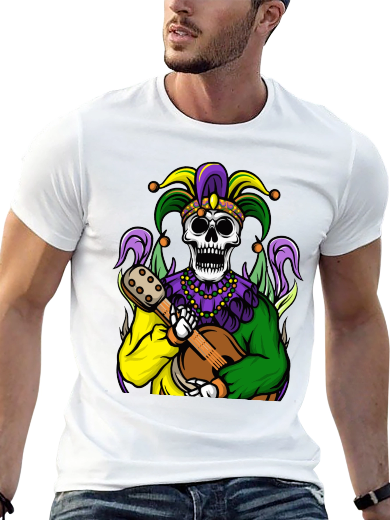 Mardi Gras Jester Skull Graphic Tee