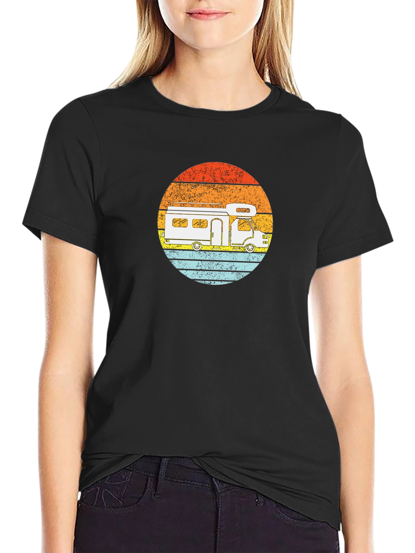 Retro RV Sunset Graphic Tee - Camping Adventure Shirt