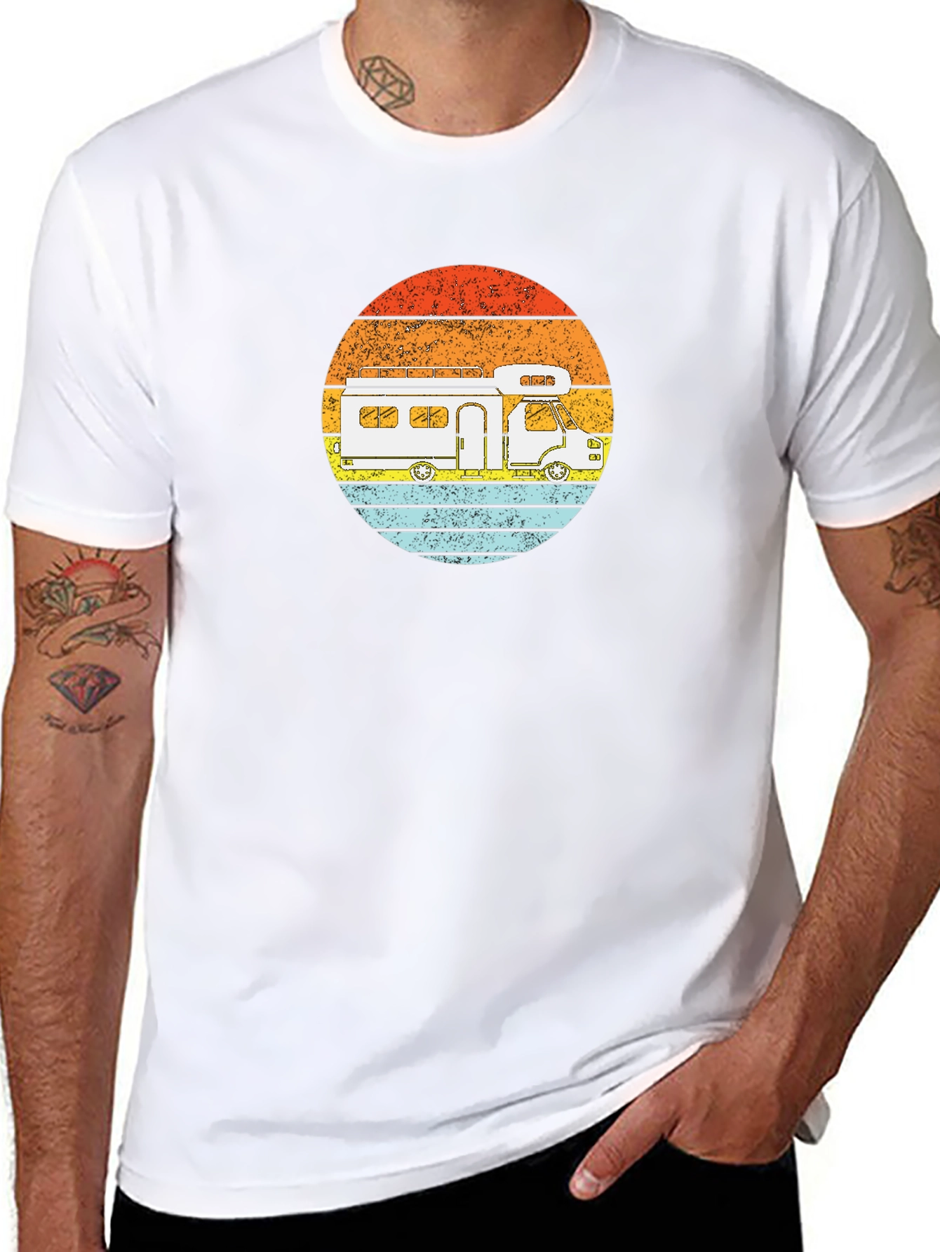 Retro RV Sunset Graphic Tee - Camping Adventure Shirt