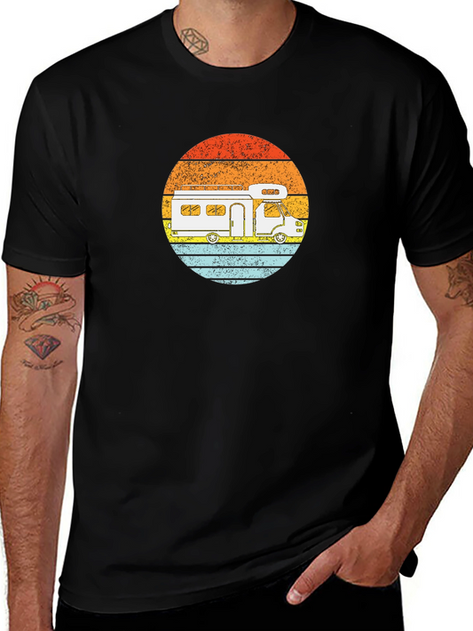 Retro RV Sunset Graphic Tee - Camping Adventure Shirt