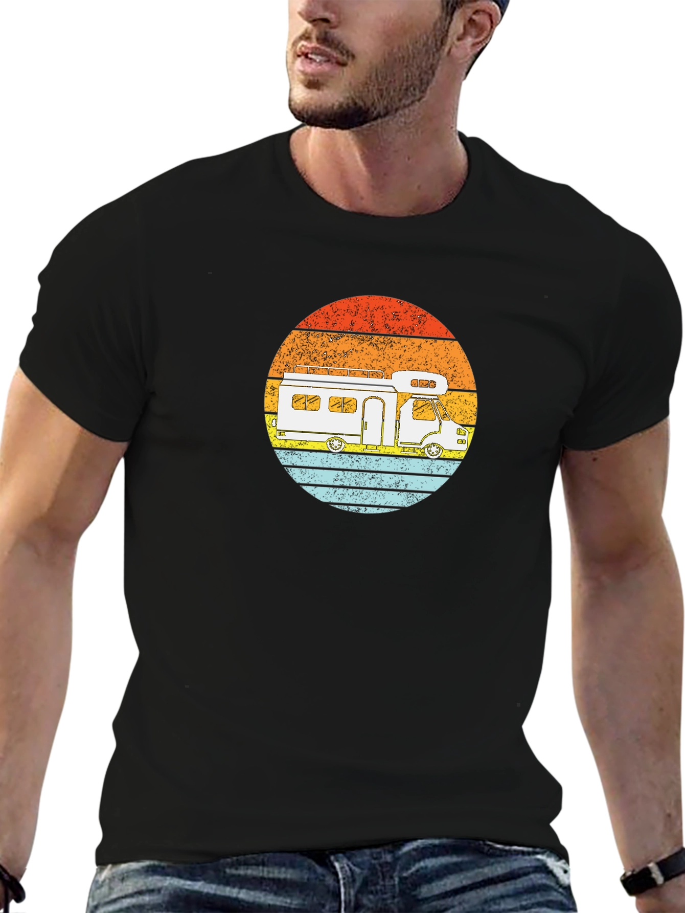 Retro RV Sunset Graphic Tee - Camping Adventure Shirt