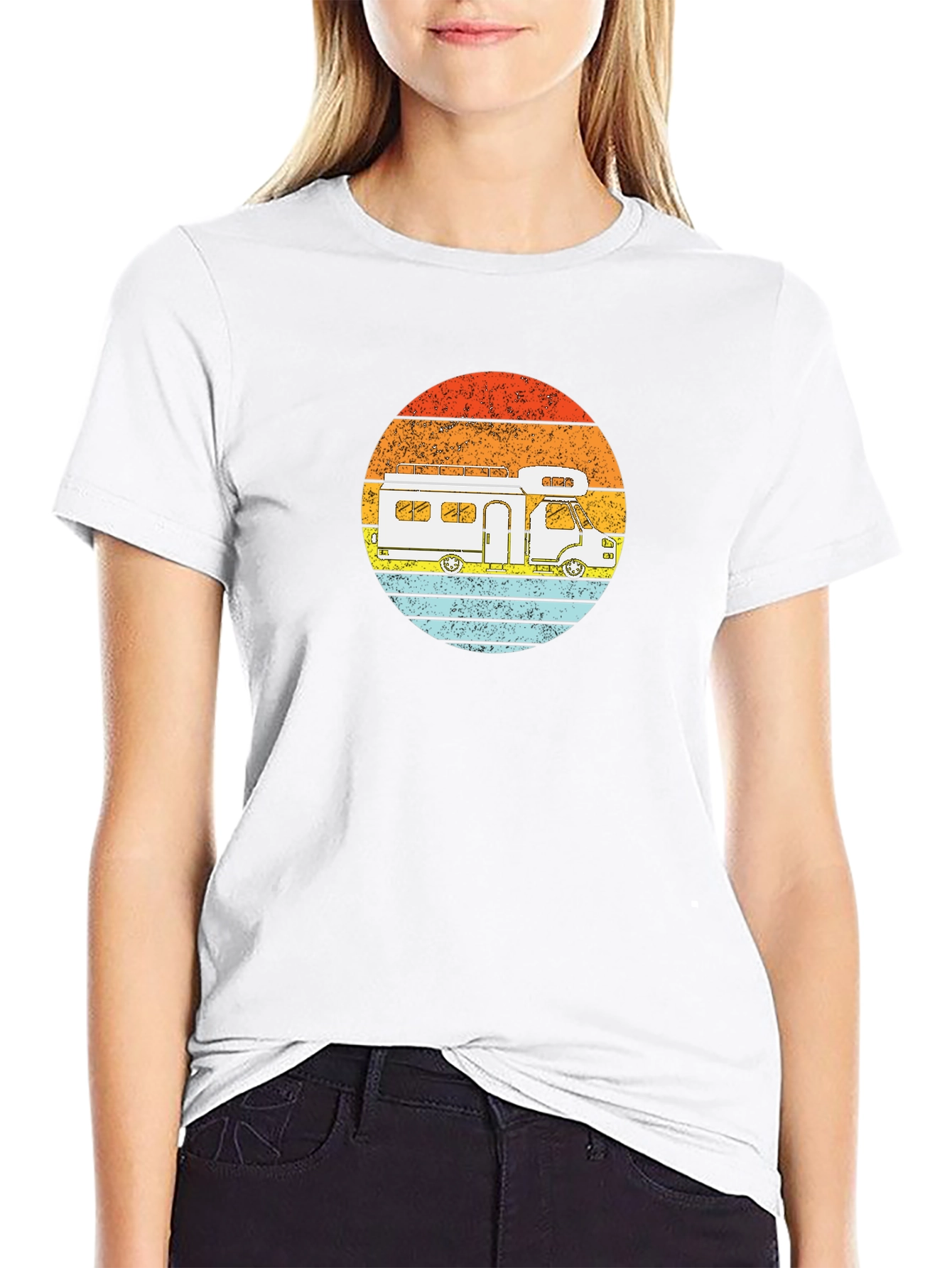 Retro RV Sunset Graphic Tee - Camping Adventure Shirt
