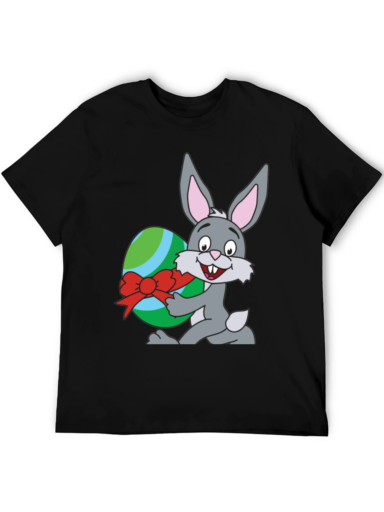 Easter Bunny & Egg Graphic T-Shirt - Black