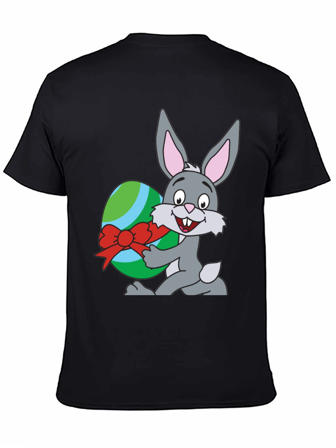 Easter Bunny & Egg Graphic T-Shirt - Black