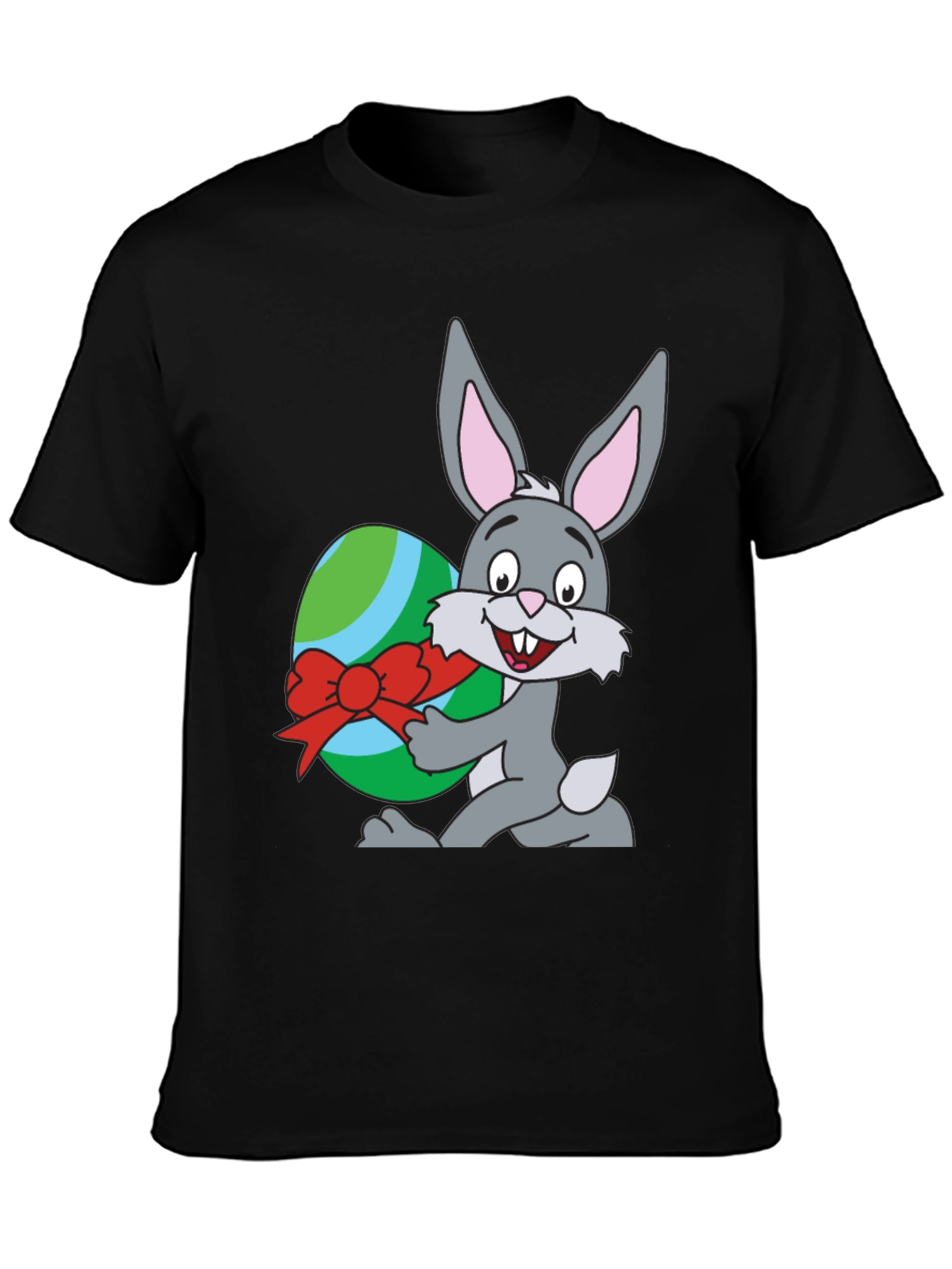 Easter Bunny & Egg Graphic T-Shirt - Black