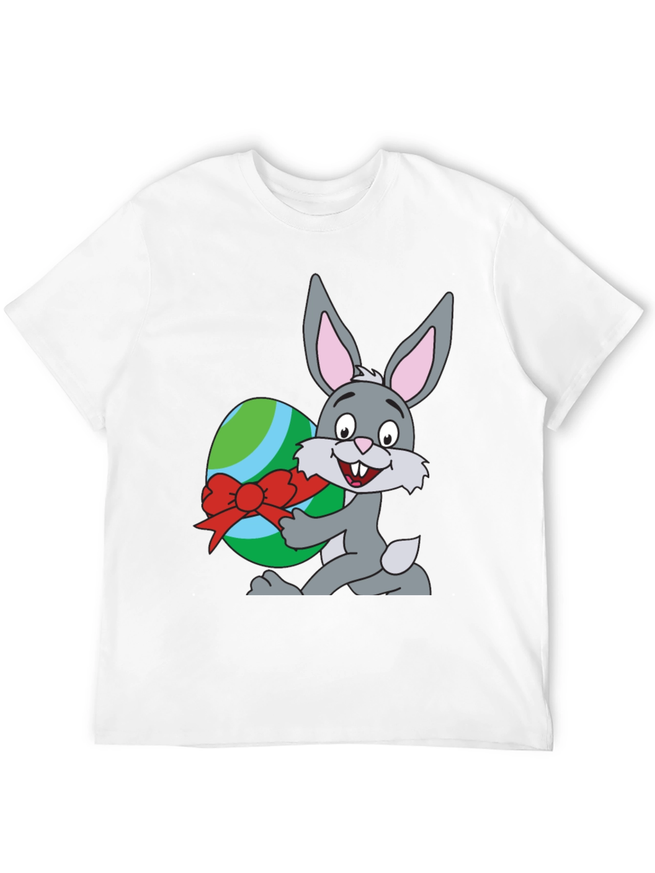 Easter Bunny & Egg Graphic T-Shirt - Black