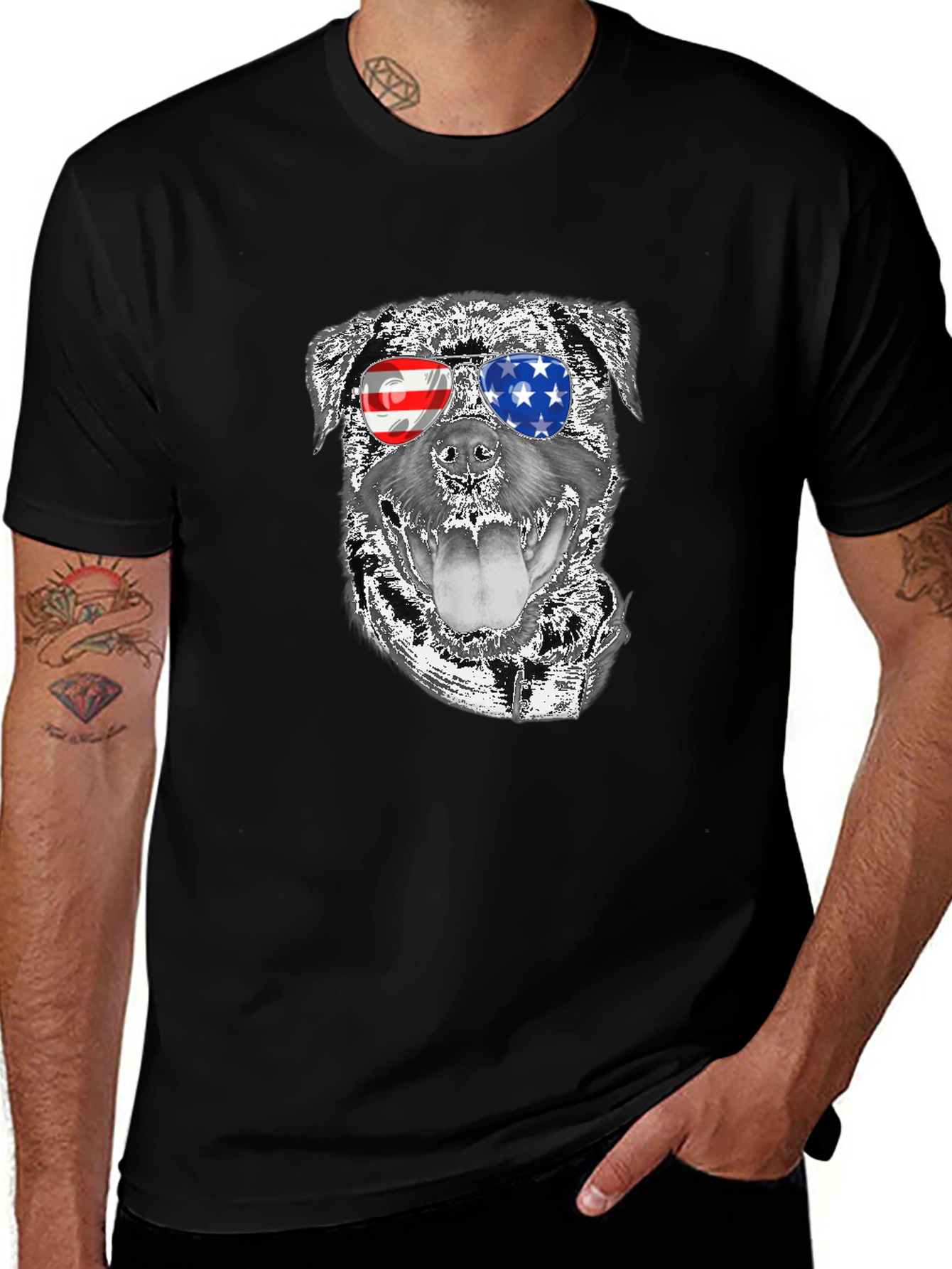 Cool Dog Patriotic USA Flag Shades T-Shirt