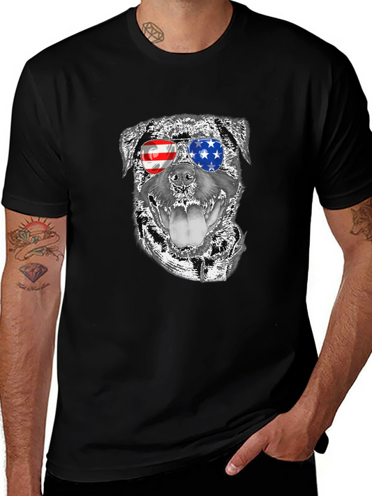 Cool Dog Patriotic USA Flag Shades T-Shirt