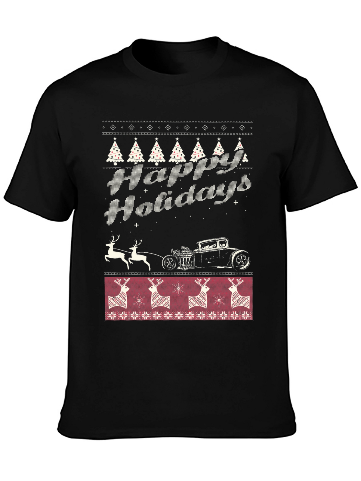 Happy Holidays Hot Rod Christmas T-Shirt