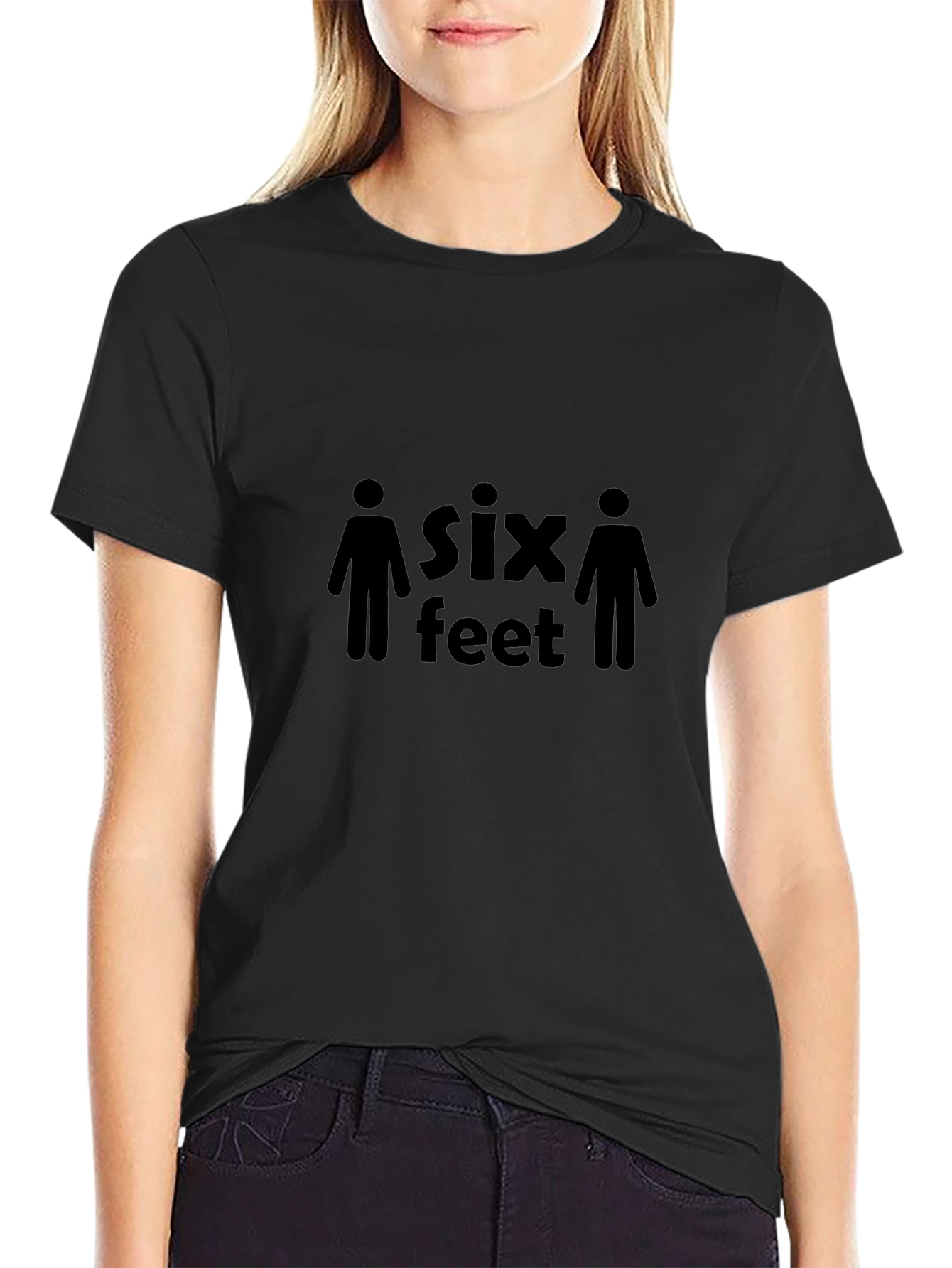 Six Feet Social Distancing T-Shirt - Black