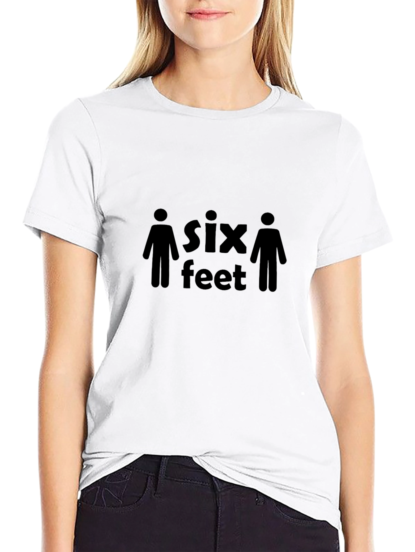 Six Feet Social Distancing T-Shirt - Black