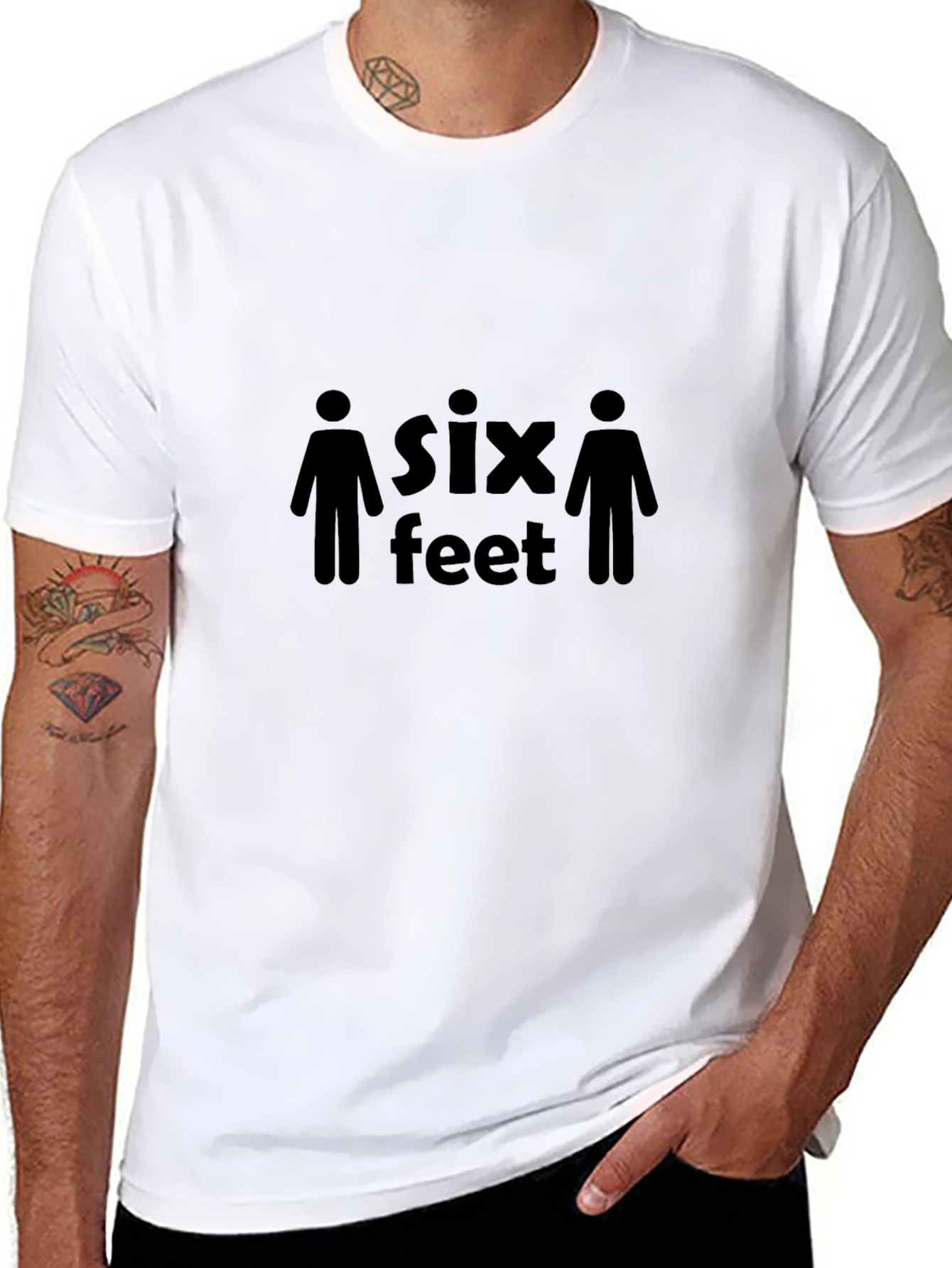 Six Feet Social Distancing T-Shirt - Black