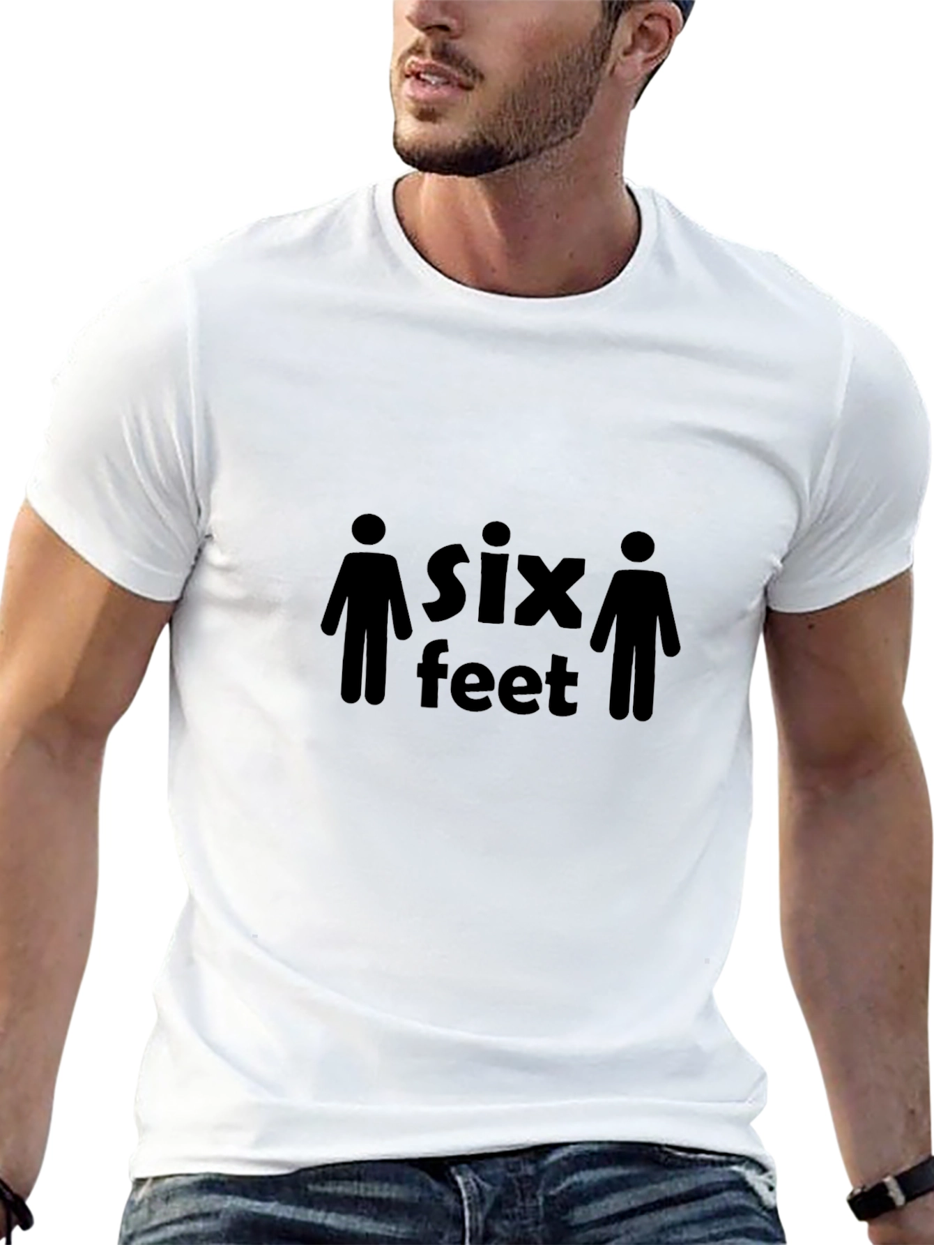 Six Feet Social Distancing T-Shirt - Black
