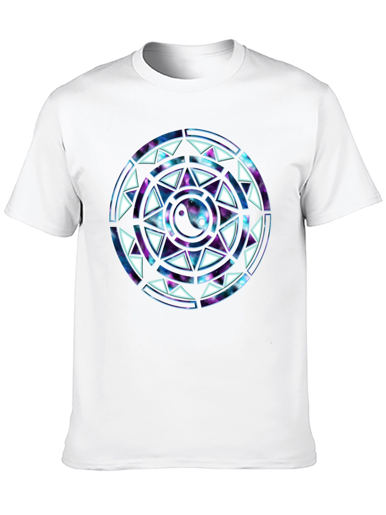 Yin Yang Galaxy Mandala Mens Black T-Shirt