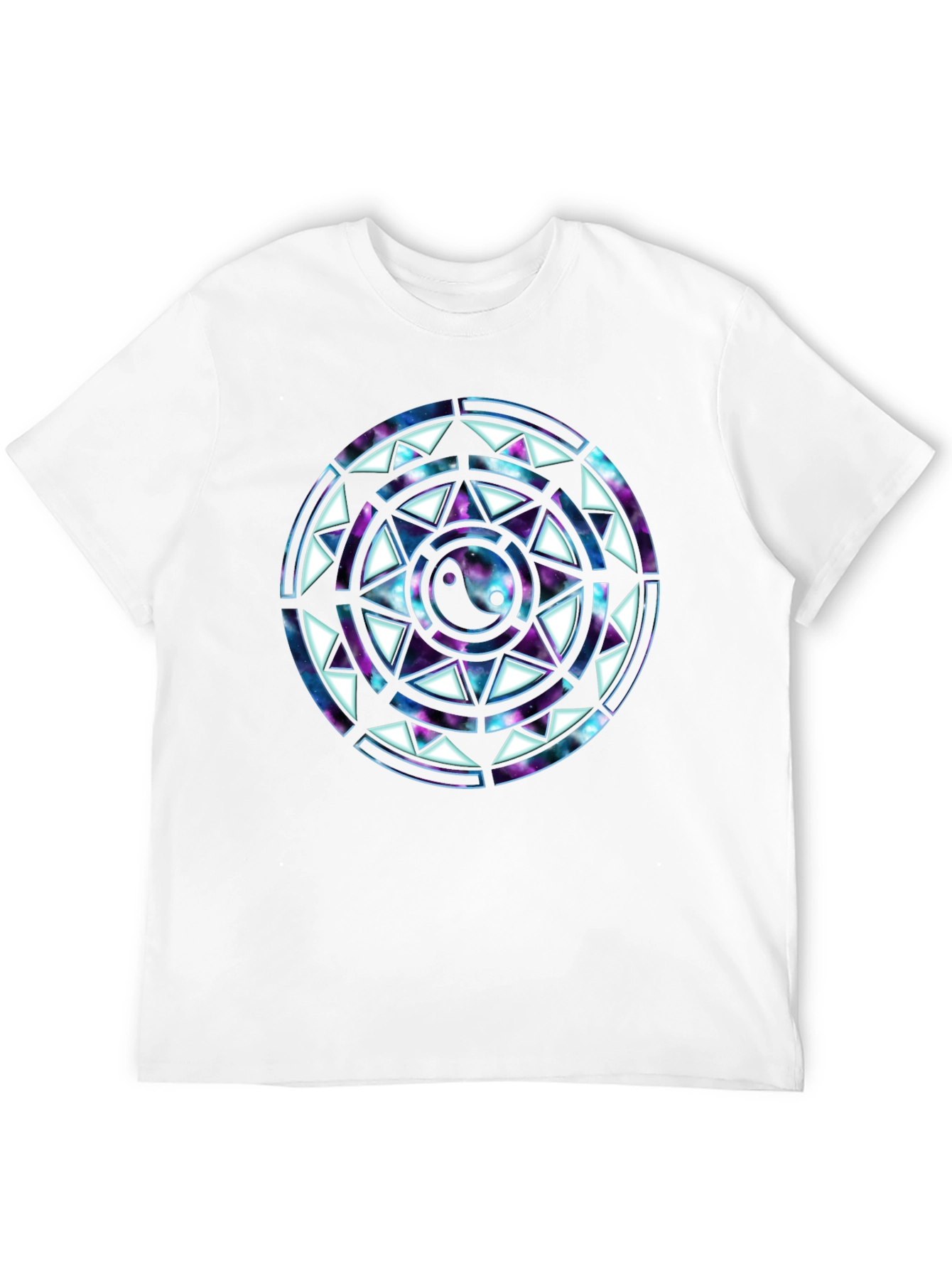 Yin Yang Galaxy Mandala Mens Black T-Shirt