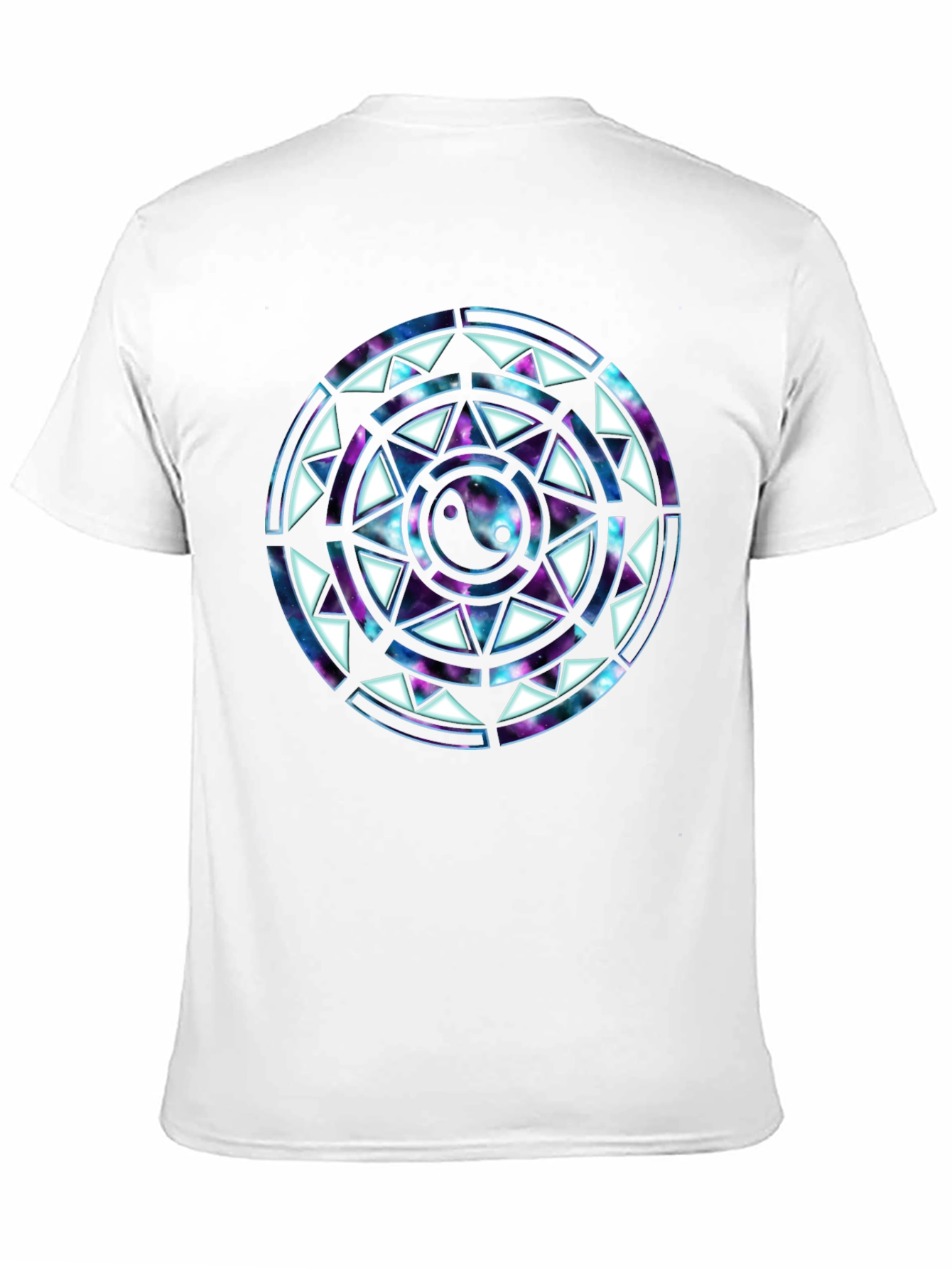 Yin Yang Galaxy Mandala Mens Black T-Shirt