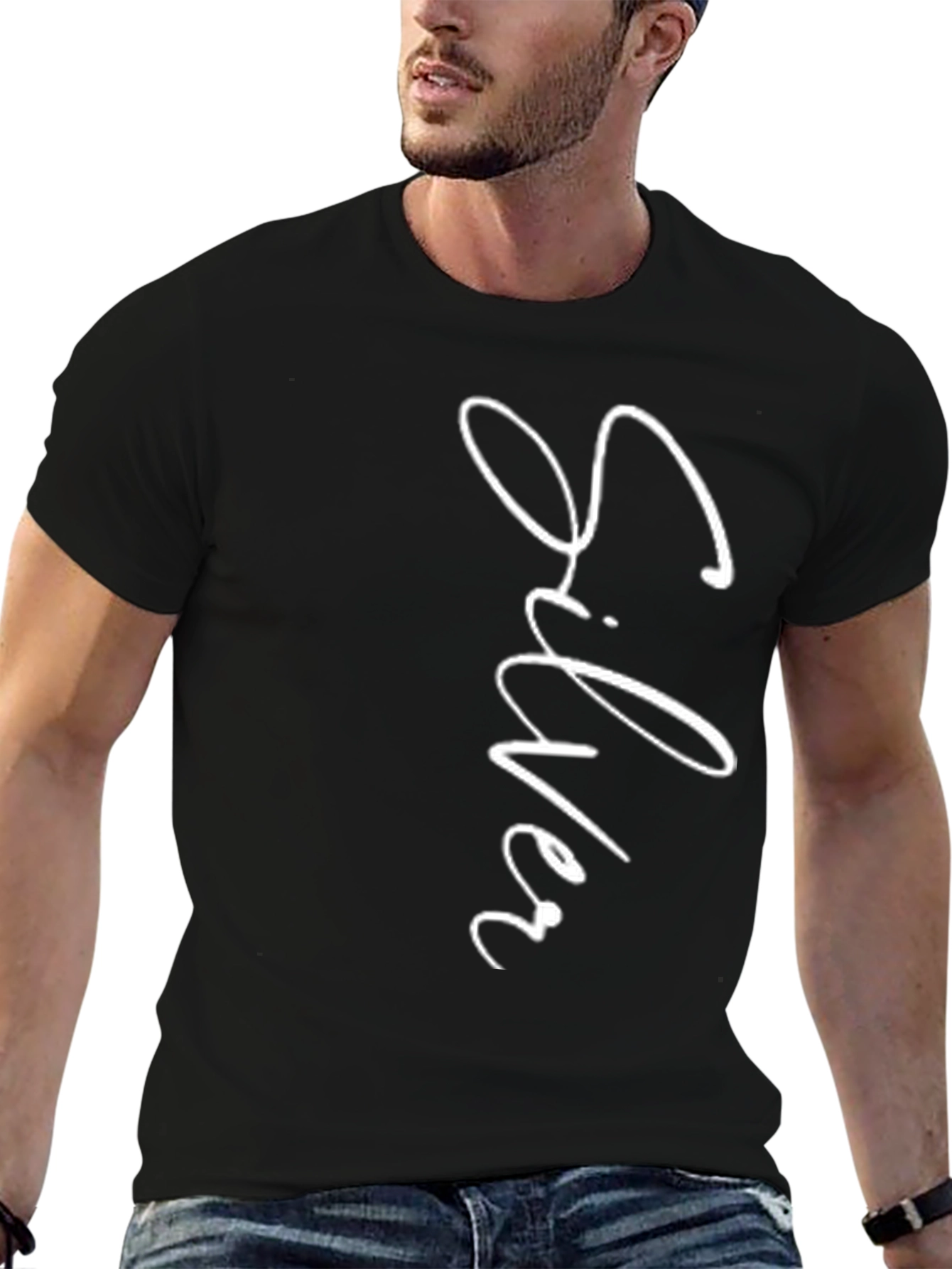 Silver Script Black Tee Shirt