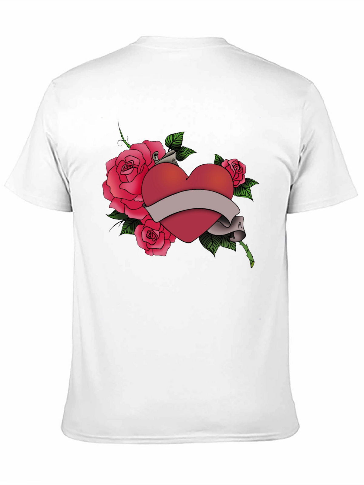 Heart & Roses Graphic Tee - Mens Black T-Shirt