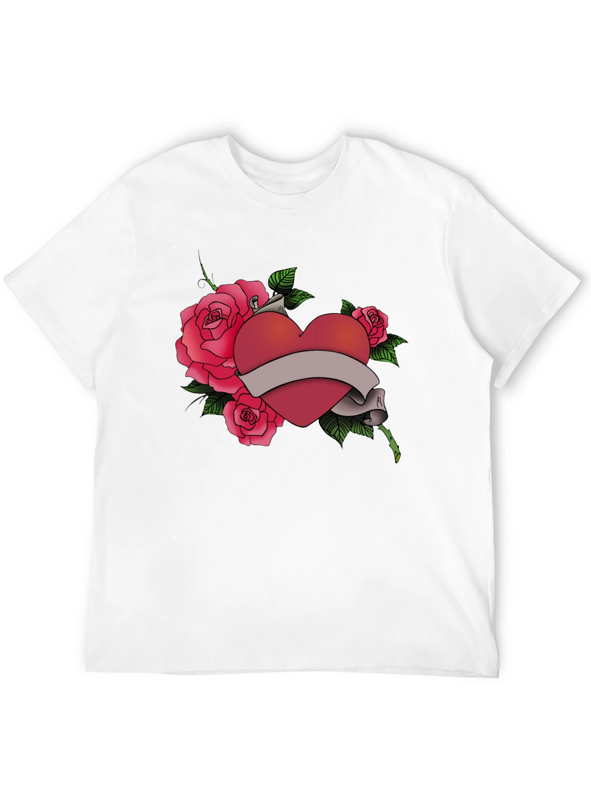 Heart & Roses Graphic Tee - Mens Black T-Shirt