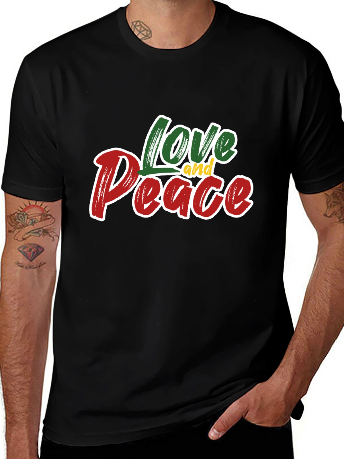 Love and Peace Graphic T-Shirt - Stylish Black Tee