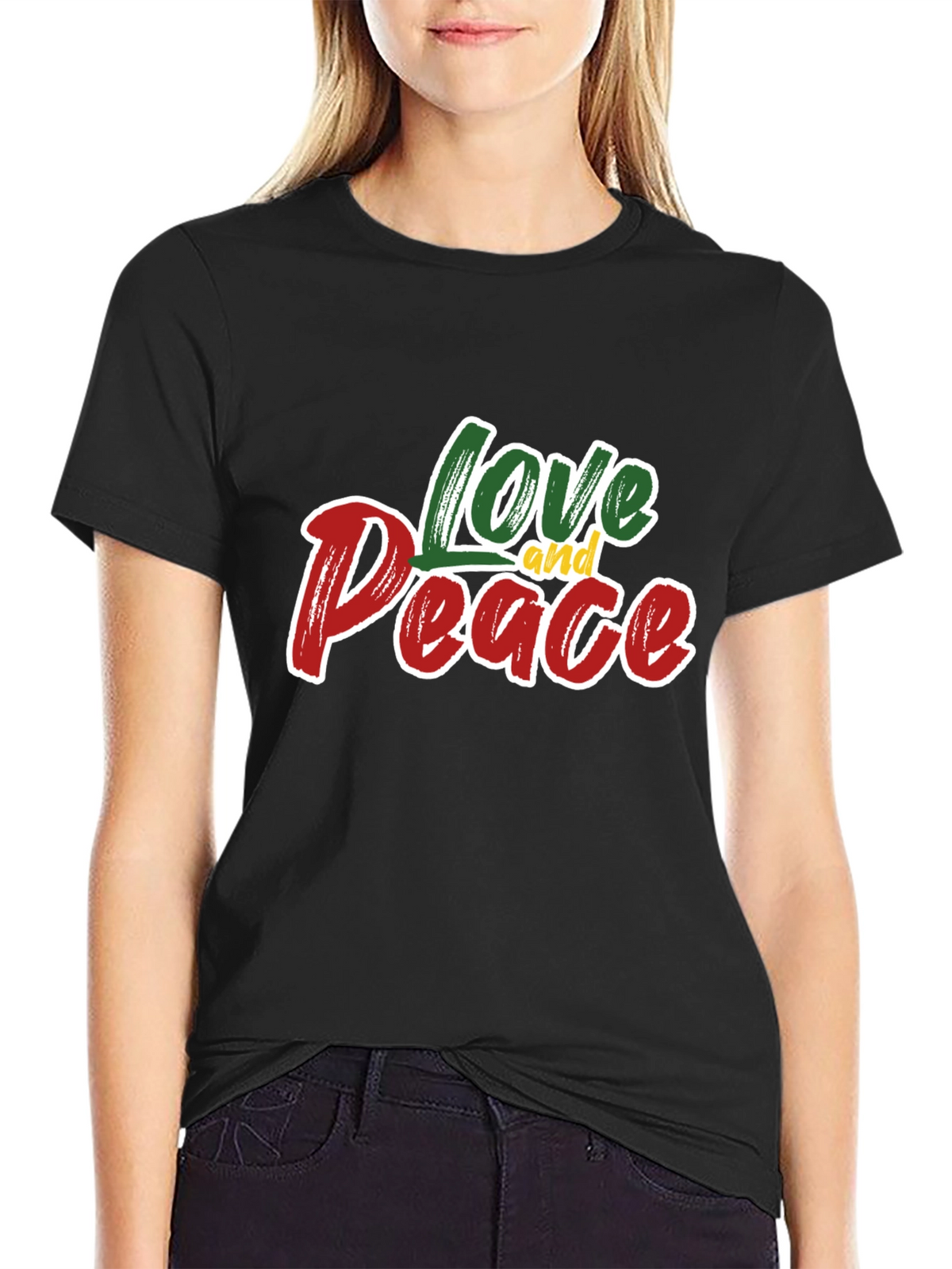 Love and Peace Graphic T-Shirt - Stylish Black Tee