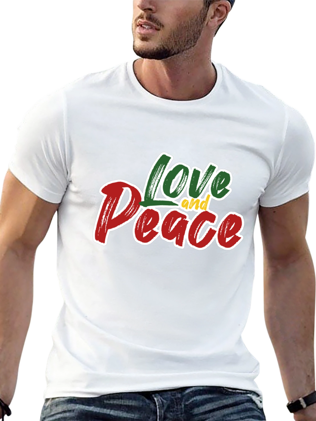 Love and Peace Graphic T-Shirt - Stylish Black Tee