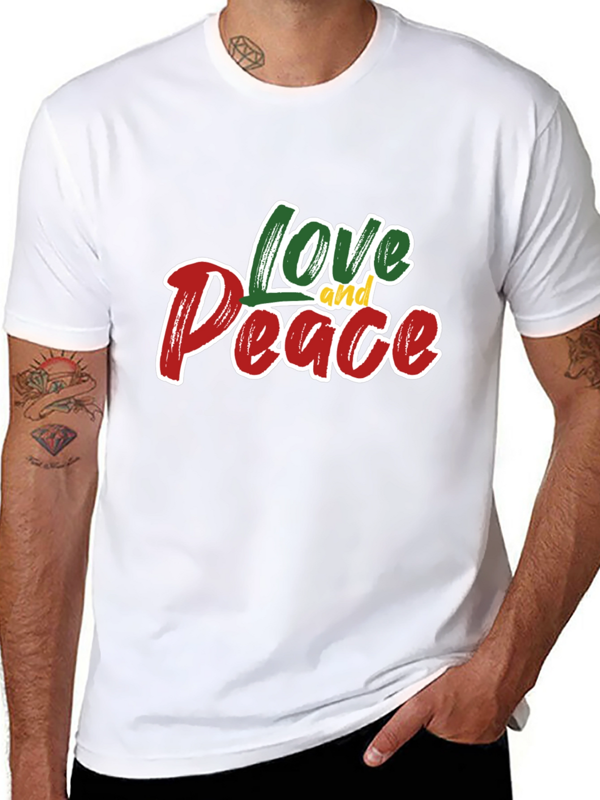 Love and Peace Graphic T-Shirt - Stylish Black Tee