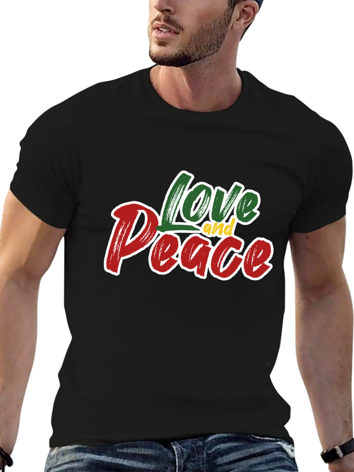 Love and Peace Graphic T-Shirt - Stylish Black Tee