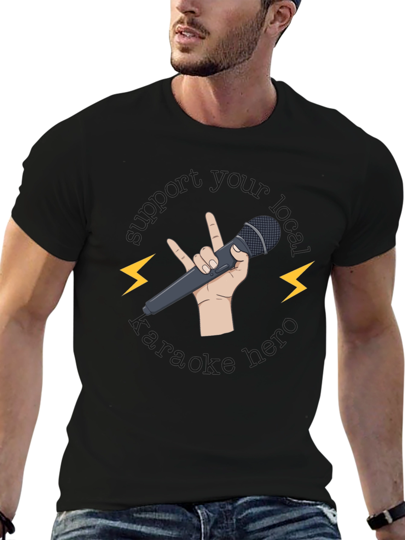 Support Your Local Karaoke Hero Graphic Tee