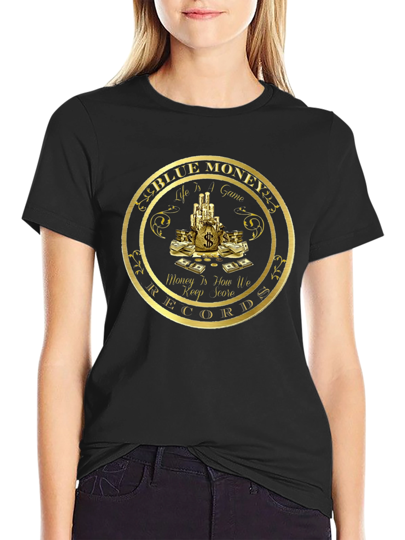 Blue Money Records Black T-Shirt