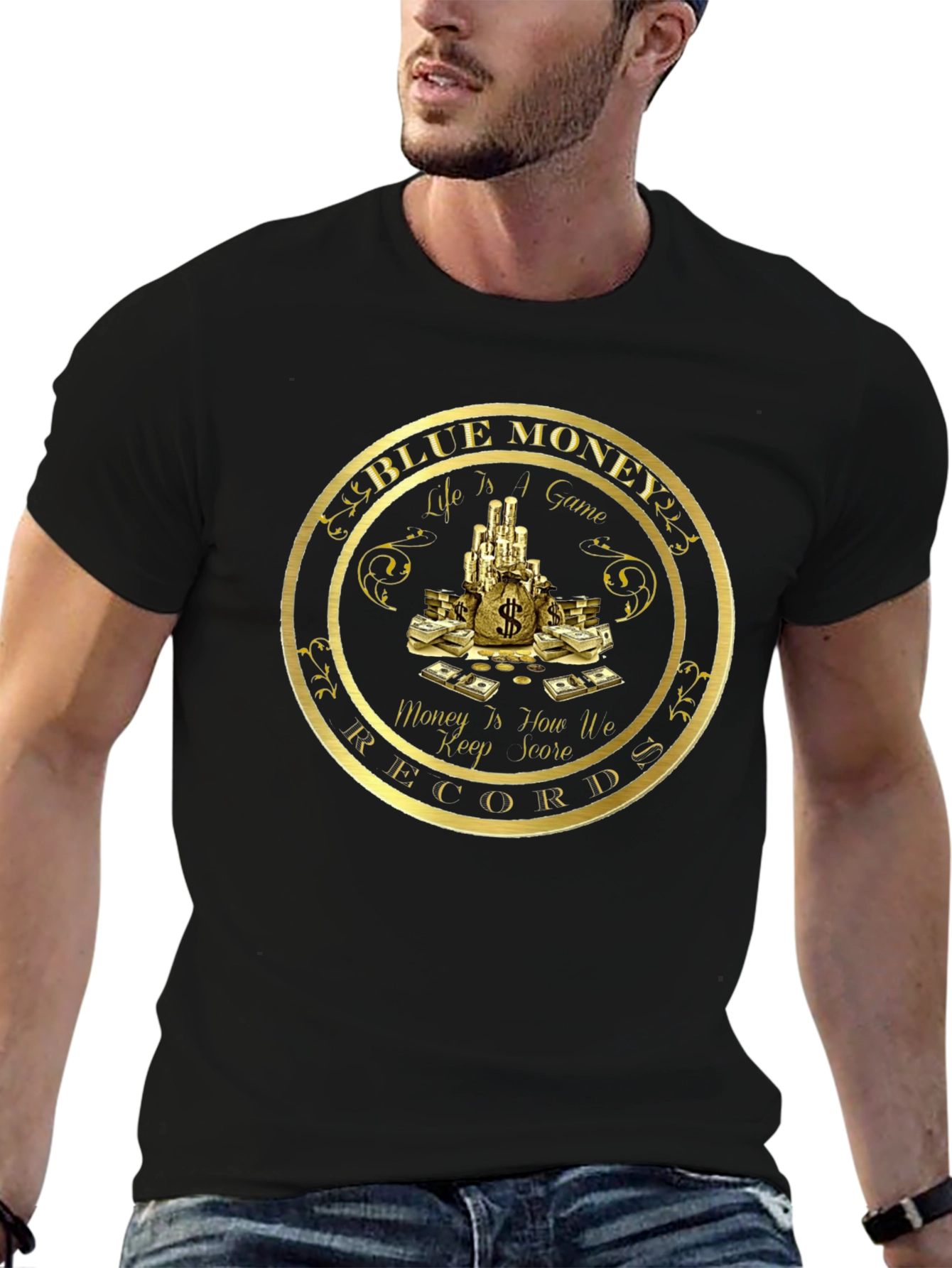 Blue Money Records Black T-Shirt