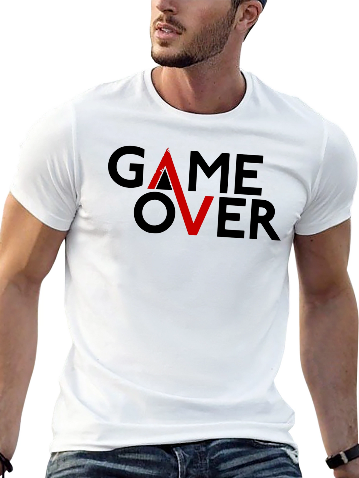 Game Over Graphic Tee - Gamer Style Black Cotton