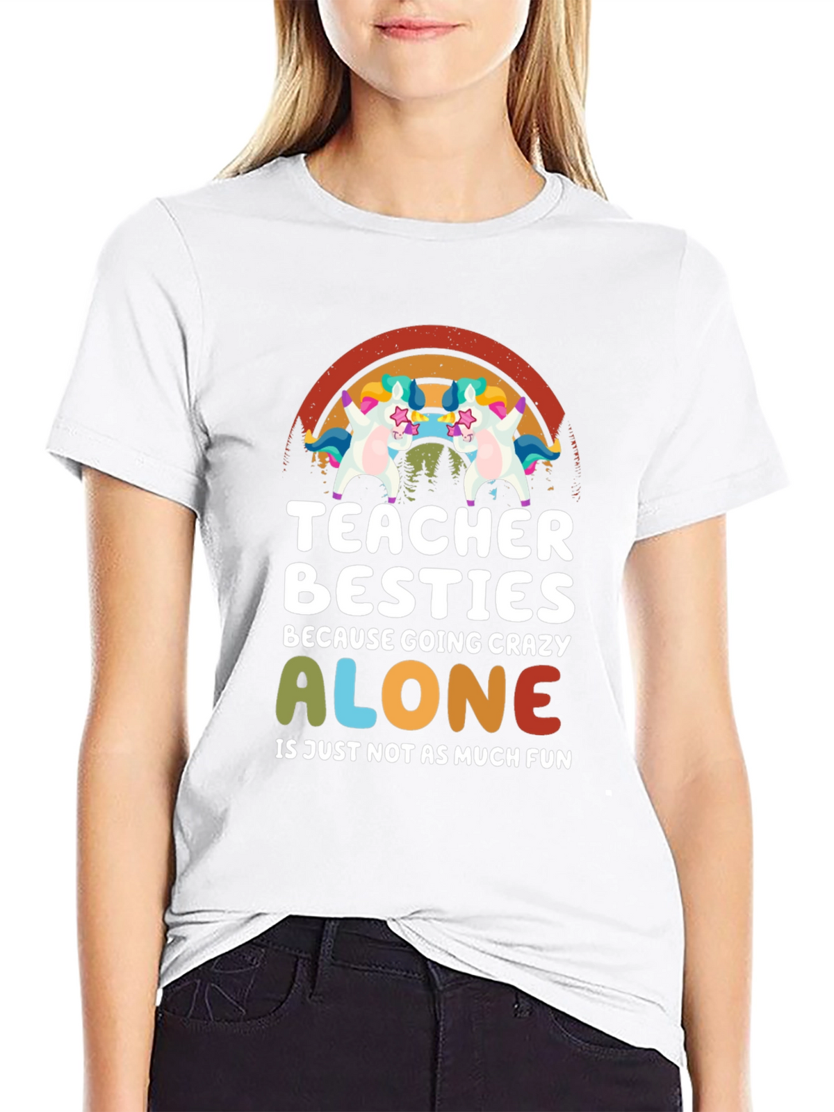 Teacher Besties Unicorn Graphic T-Shirt