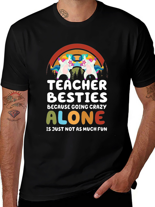 Teacher Besties Unicorn Graphic T-Shirt