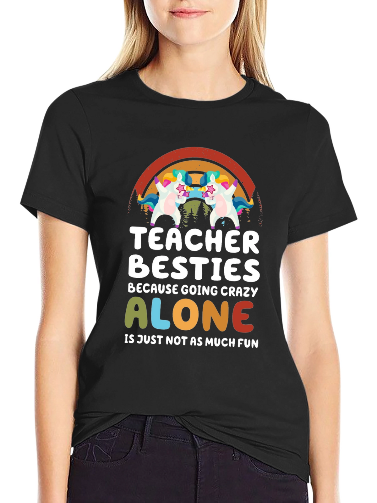 Teacher Besties Unicorn Graphic T-Shirt